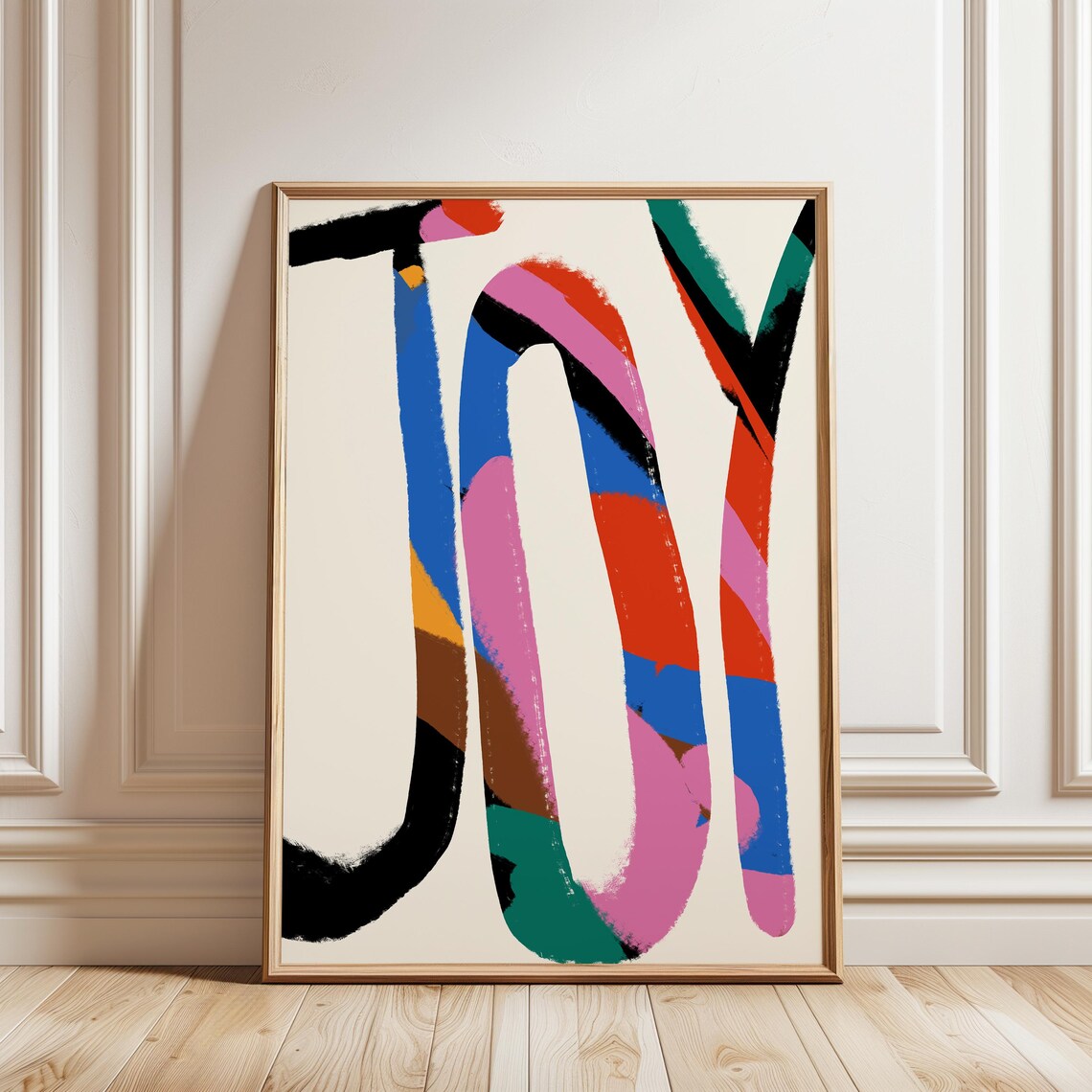 Joy Typography Colorful Brushstroke Letters Modern Eclectic Art Poster