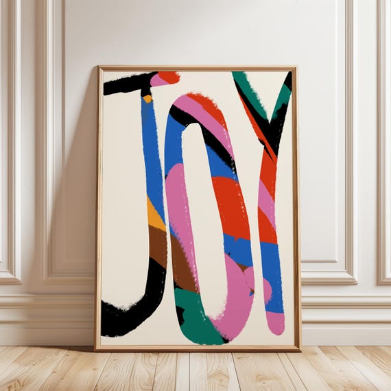 Bold Joy Abstract Art Print Colorful Typography Wall Decor Modern Eclectic Positive Poster Vibrant Artwork
