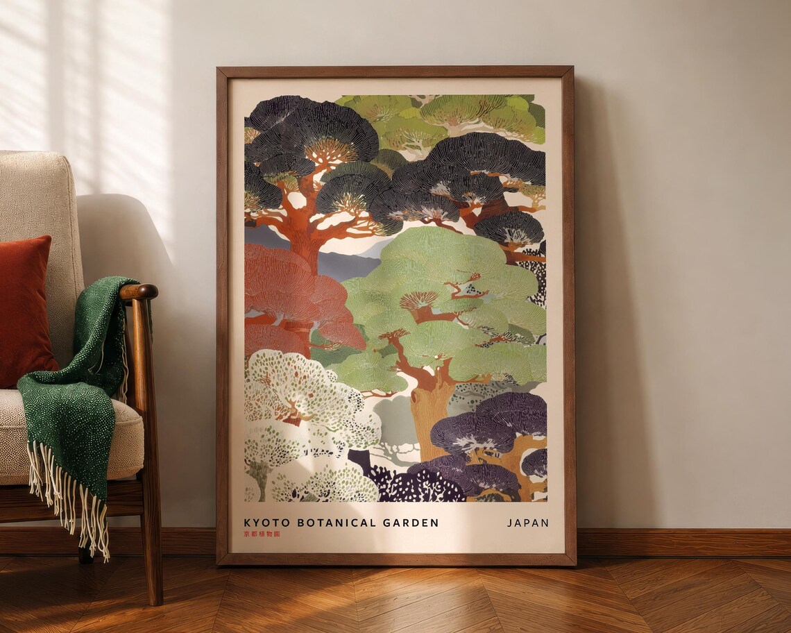 Kyoto Botanical Garden Japan Nature Vintage Trees Travel Print
