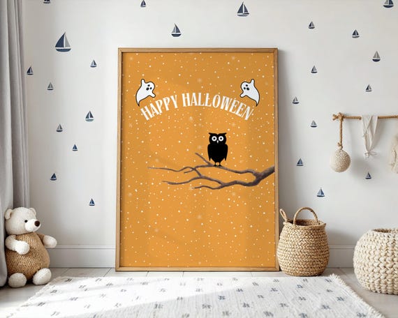 Spooky Halloween Nursery Art Witchy Owl And Print