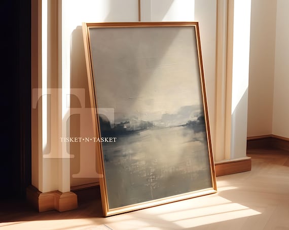 Neutral Abstract Misty Landscape Minimalist Grey Beige Painting Poster