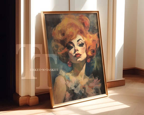 Redhead Woman Vintage Style Portrait Art Print