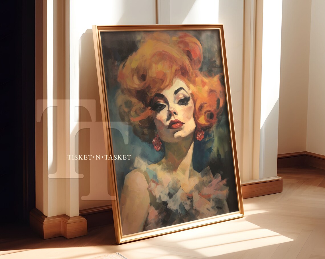 Redhead Woman Vintage Style Portrait Art Print