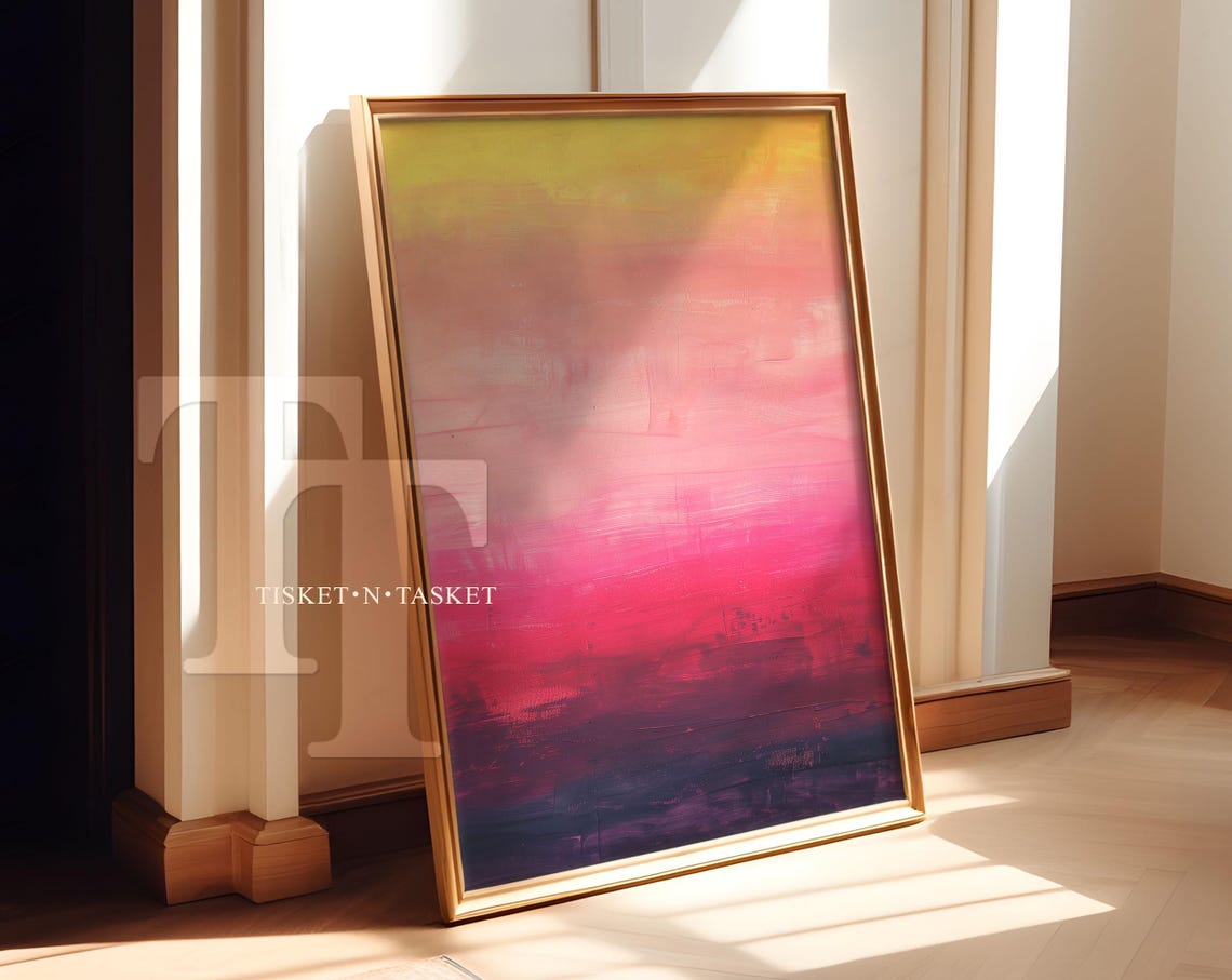 Pink Purple Yellow Minimalist Gradient Abstract Sunset Painting Poster