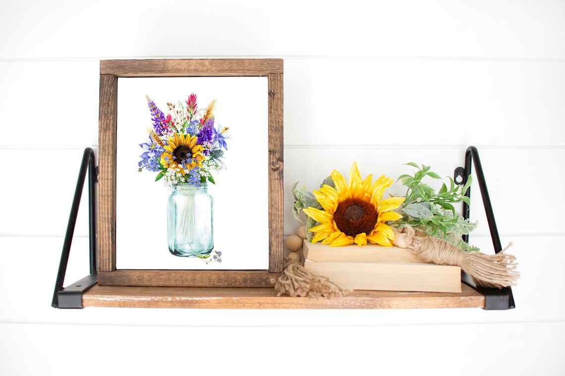 Wildflower Bouquet Mason Jar Farmhouse Art Print - Image 2
