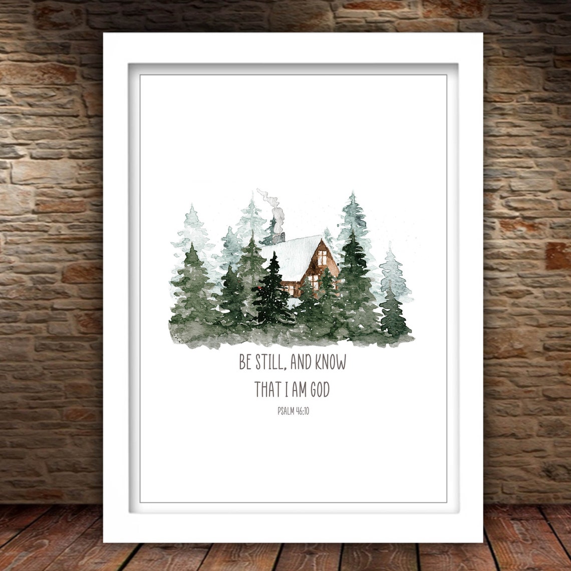 Be Still And Know That I Am God Psalm 46:10 Snowy Cabin Winter Poster - Image 2