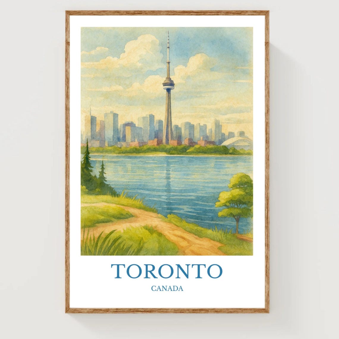 Toronto Skyline CN Tower Waterfront Watercolor Travel Poster