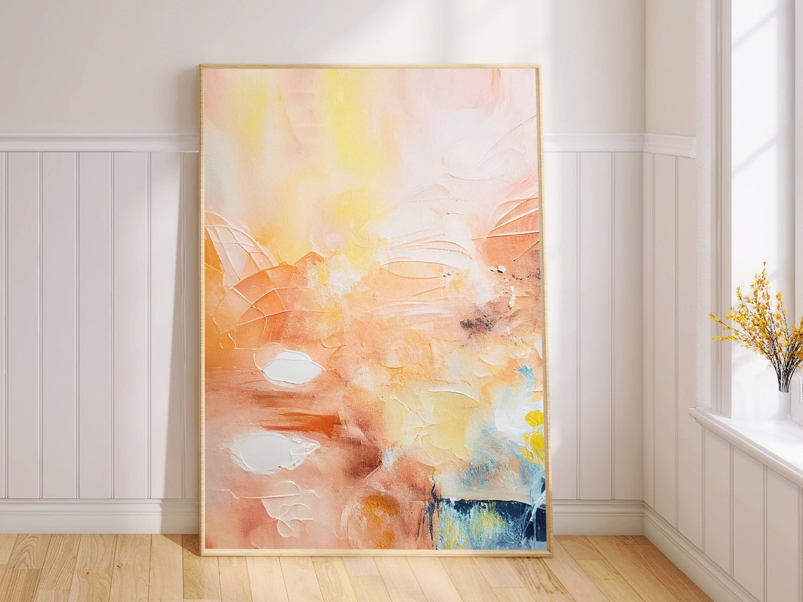 Warm Peach and Cream Textured Impasto Abstract Serene Poster
