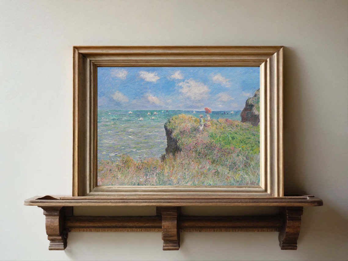 Claude Monet Cliff Walk at Pourville Coastal Impressionist Print