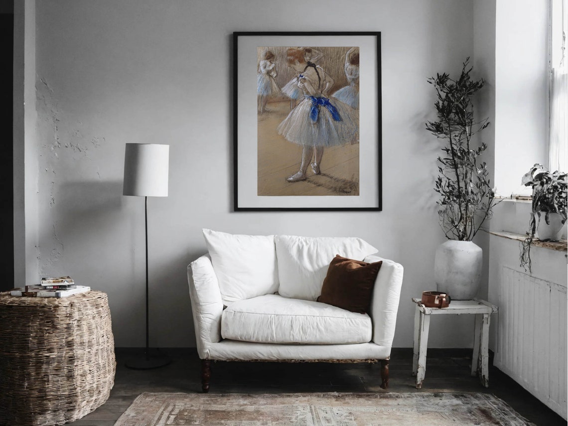 Edgar Degas Ballerina Blue Ribbon Dancer Pastel Rehearsal Poster - Image 2