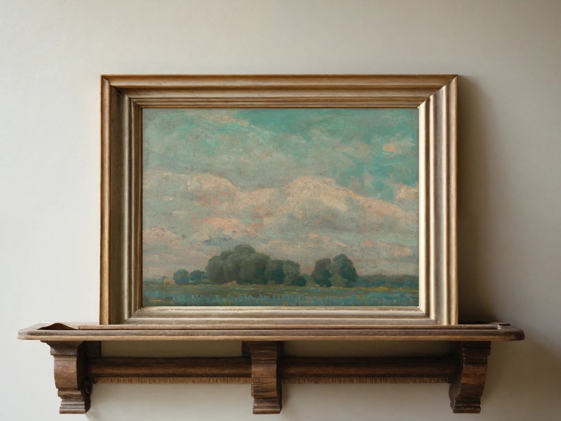 Cloudy Sky Study Vintage Impressionist Countryside Art Poster