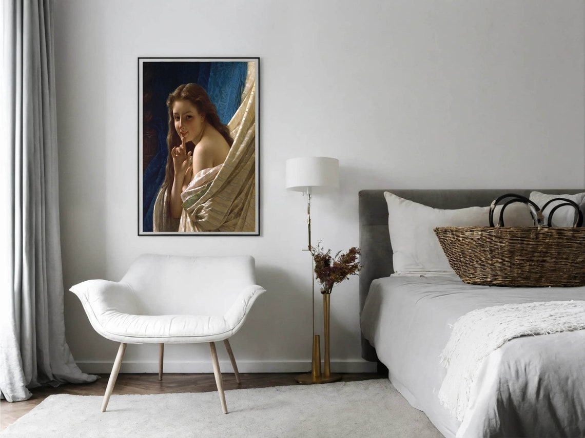 Pierre Auguste Cot Young Woman Portrait Finger to Lips Classic Poster - Image 6
