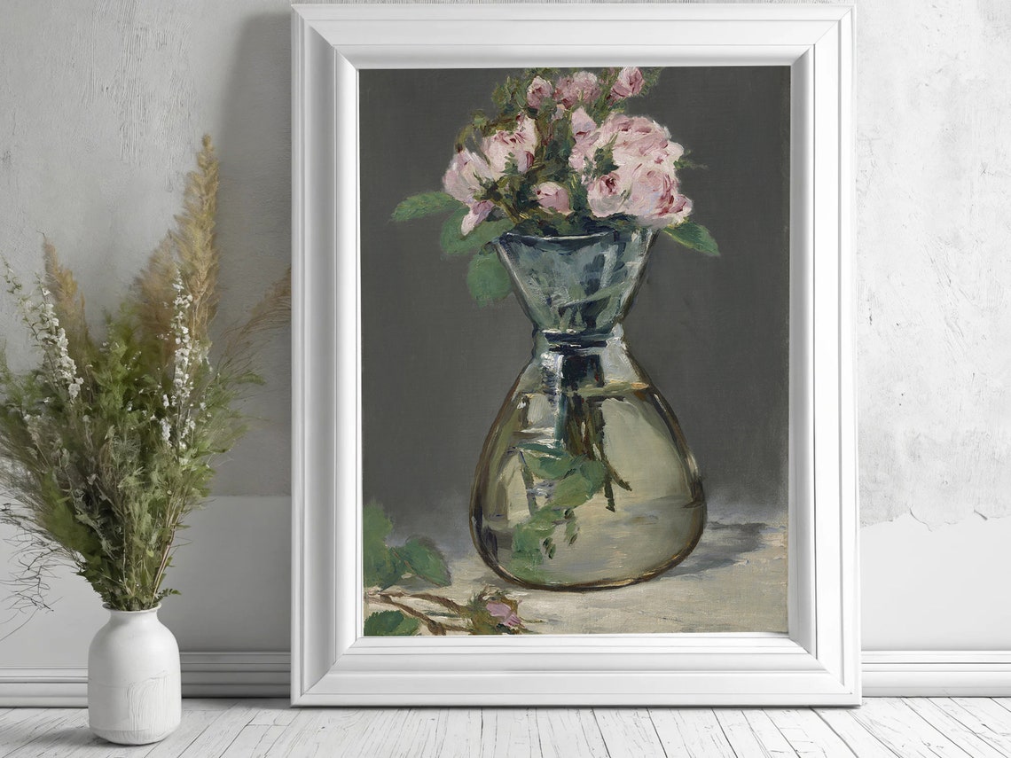 Edouard Manet Moss Roses in a Vase Pink Rose Still Life Poster - Image 4
