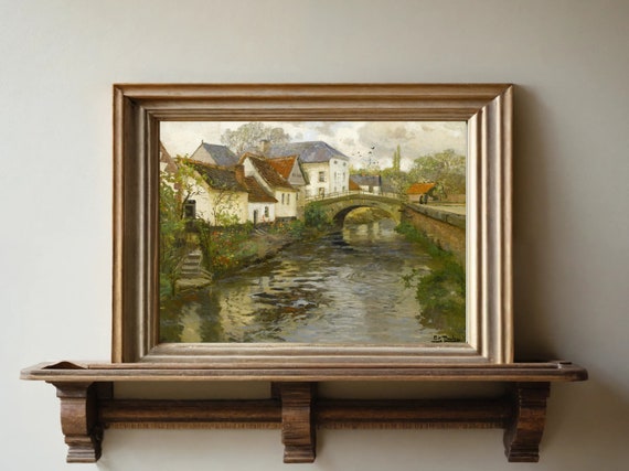 Vintage River Print Antique Landscape Painting Muted Wall Art Aesthetic Wall Art