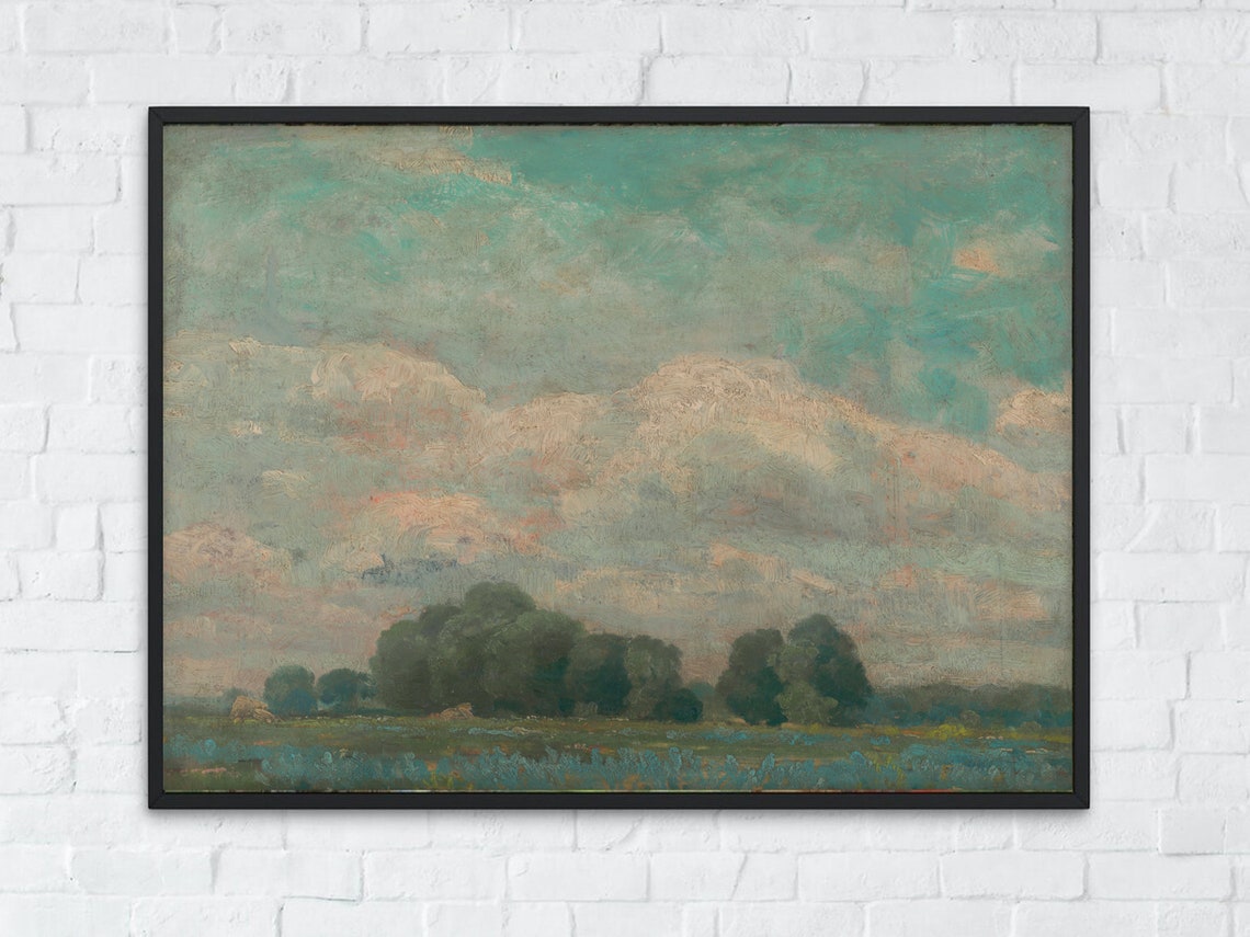 Cloudy Sky Study Vintage Impressionist Countryside Art Poster - Image 3