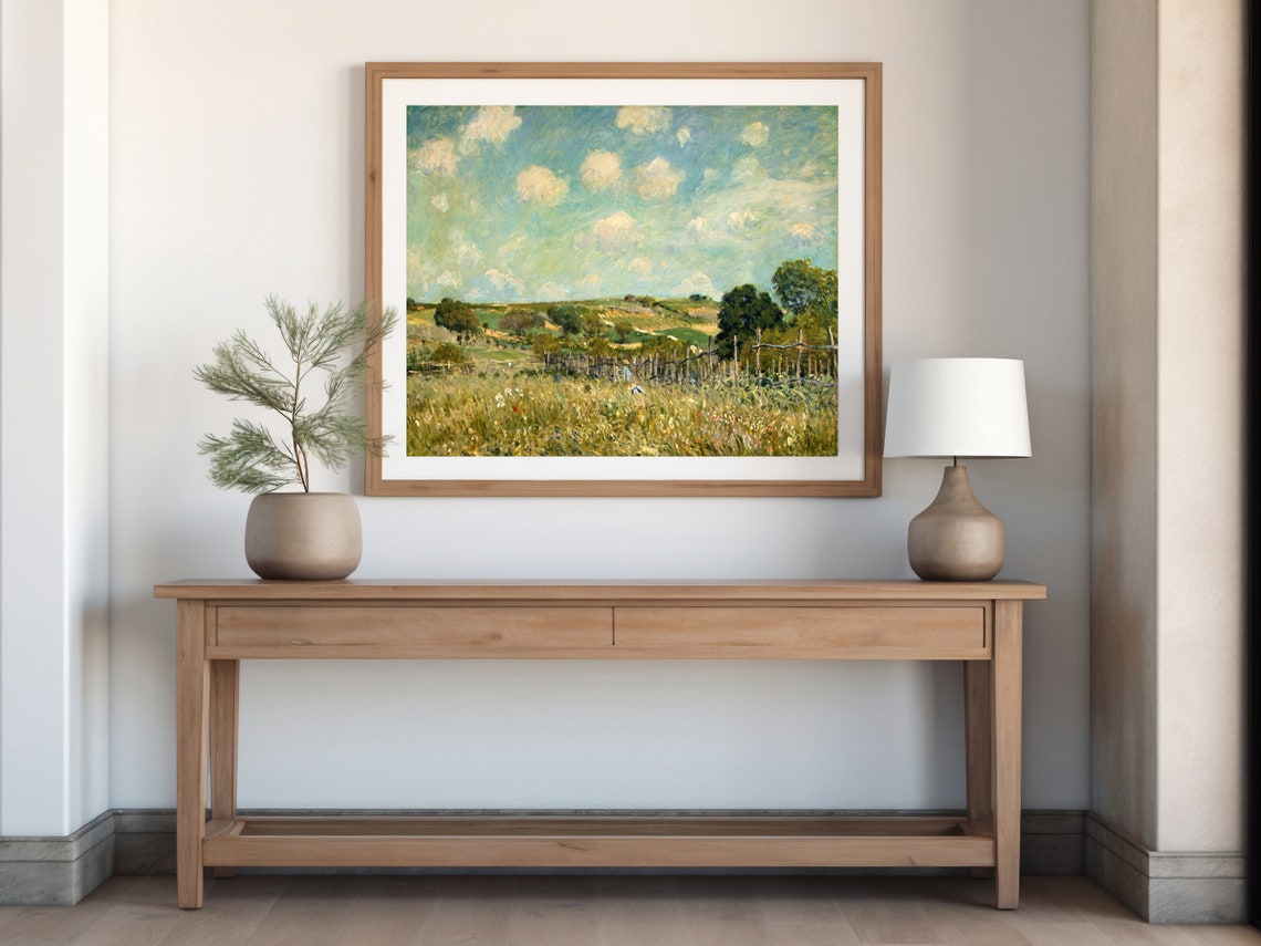Wildflower Meadow Clouds Fence Impressionist Countryside Poster - Image 6