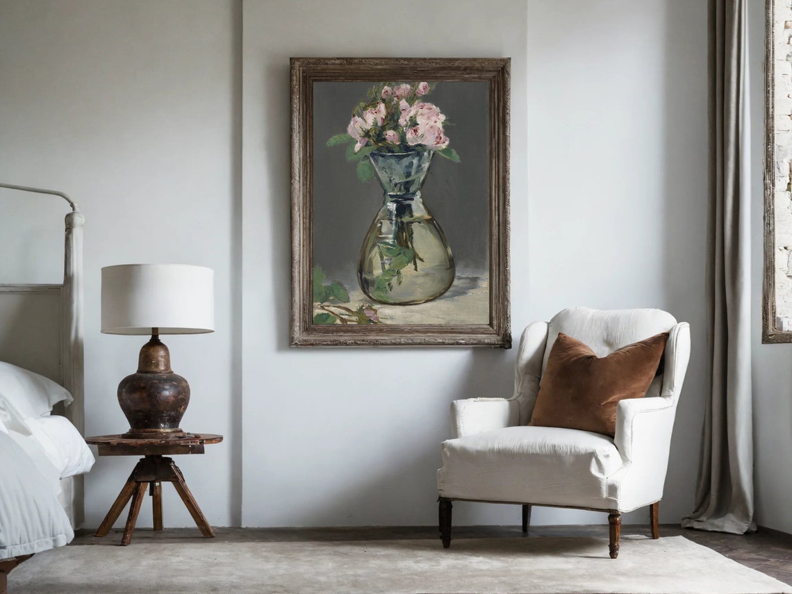 Edouard Manet Moss Roses in a Vase Pink Rose Still Life Poster - Image 7