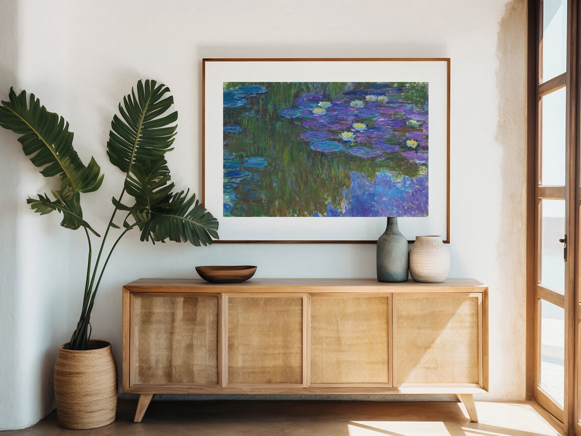 Claude Monet Water Lilies Blue Purple Pond Impressionist Painting Poster - Image 8