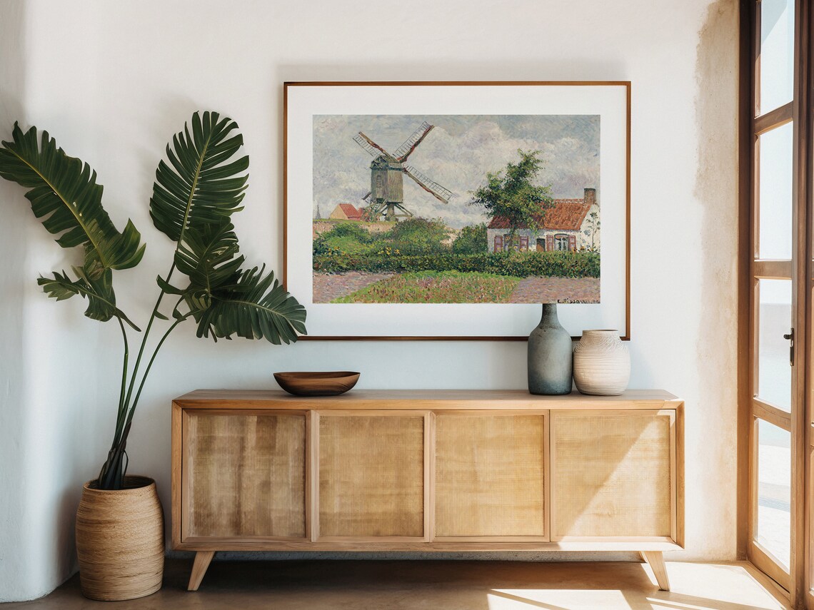 Pissarro Windmill Countryside Cottage Rustic Village Art Poster - Image 3