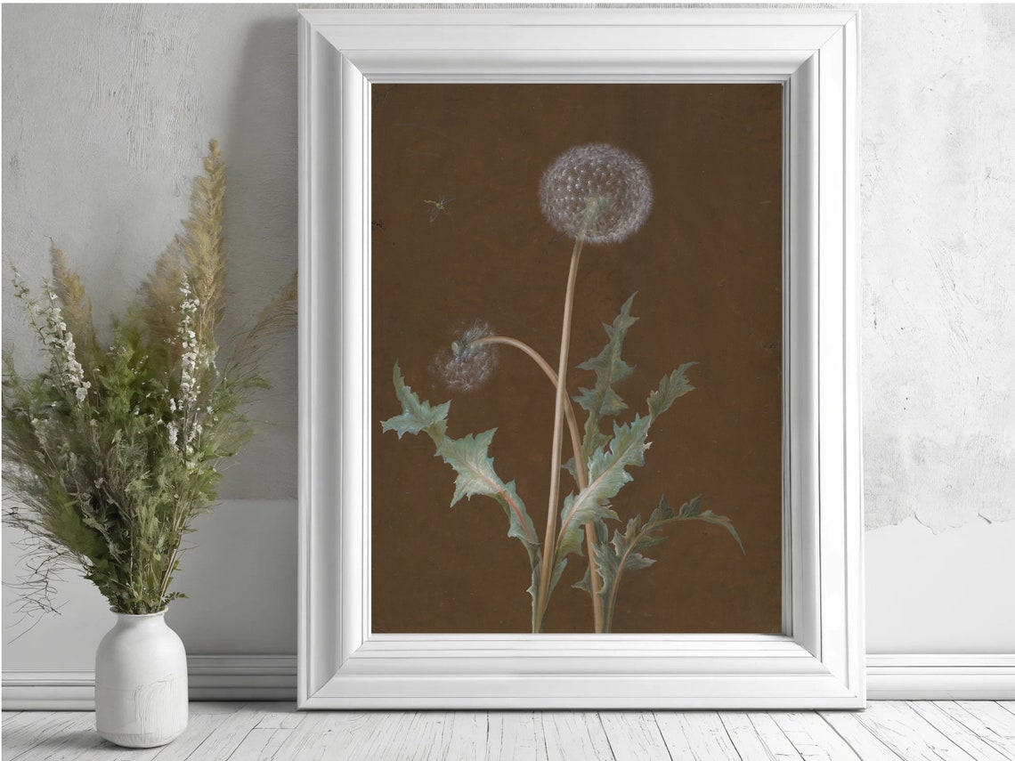 Dandelion Seed Head Butterfly Vintage Botanical Study Art Poster - Image 6