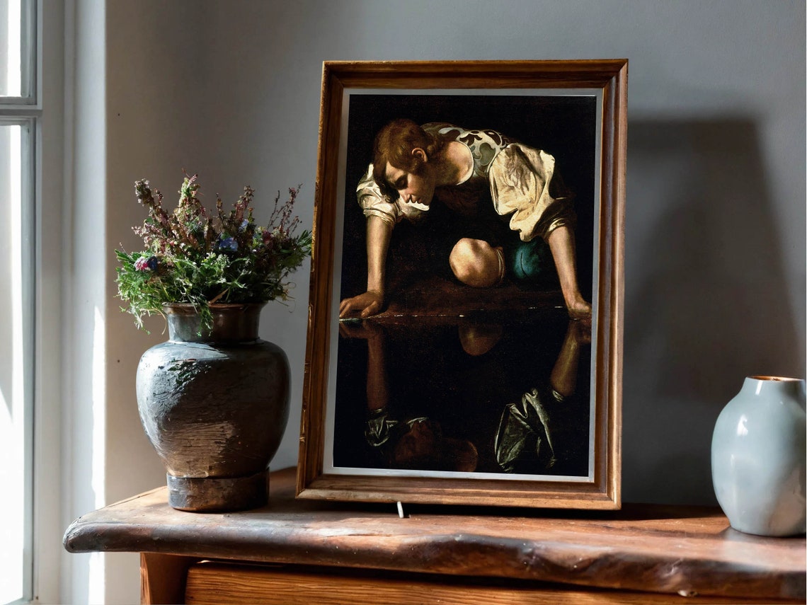 Caravaggio Narcissus at the Water Baroque Masterpiece Classic Print - Image 8