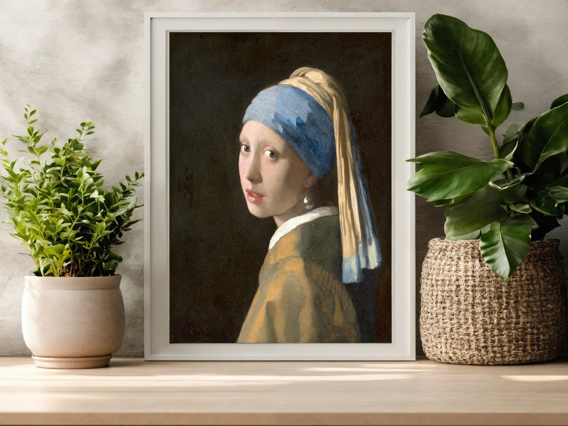 Girl With A Pearl Earring By Johannes Vermeer Art Prints Dutch Baroque Painting Vintage Woman Portrait Print Wall Art - Image 3