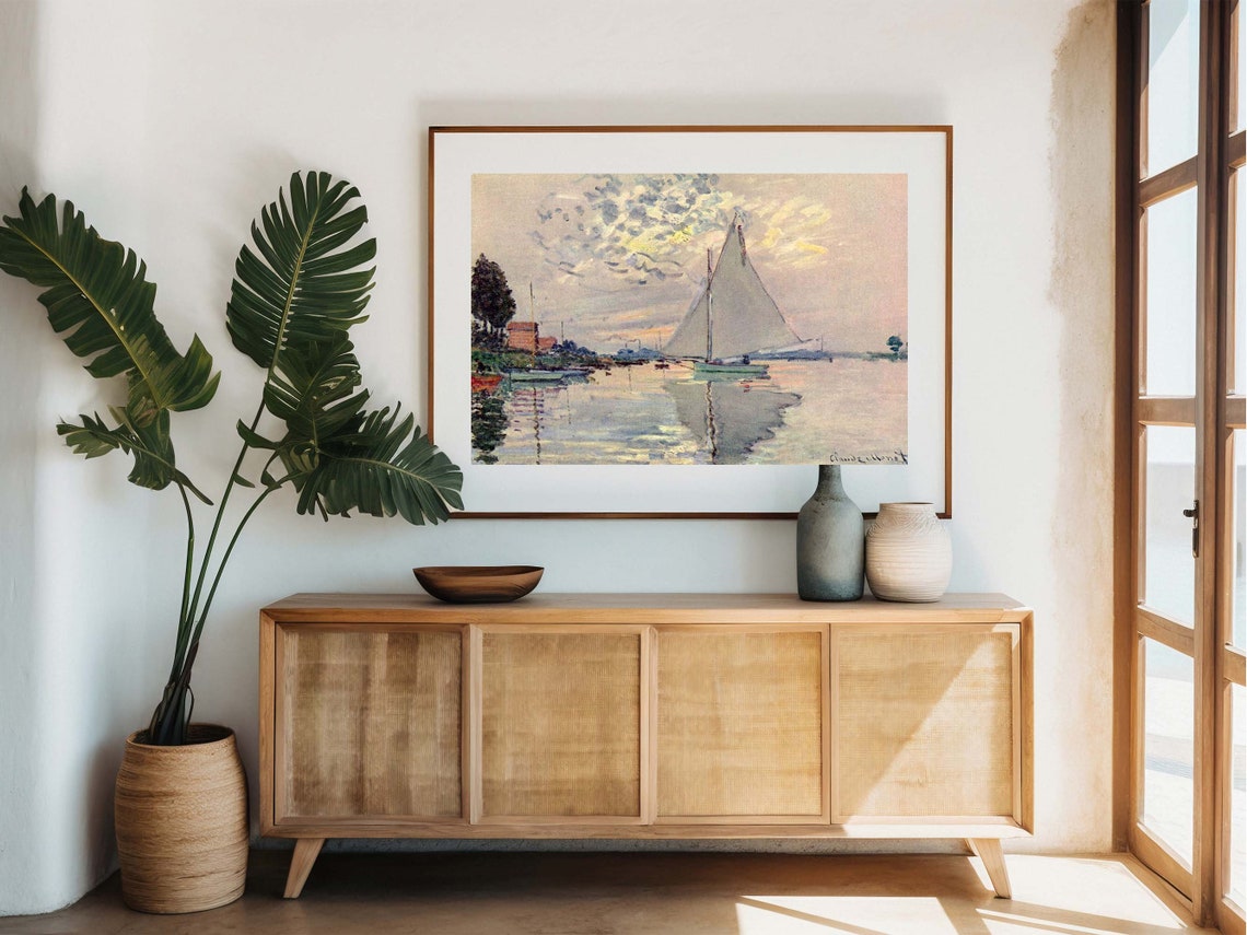 Claude Monet Print Sailboat At Le Petit Gennevilliers Poster Wall Art Poster Art Nature Inspired Classic Oil Sea Painting - Image 3