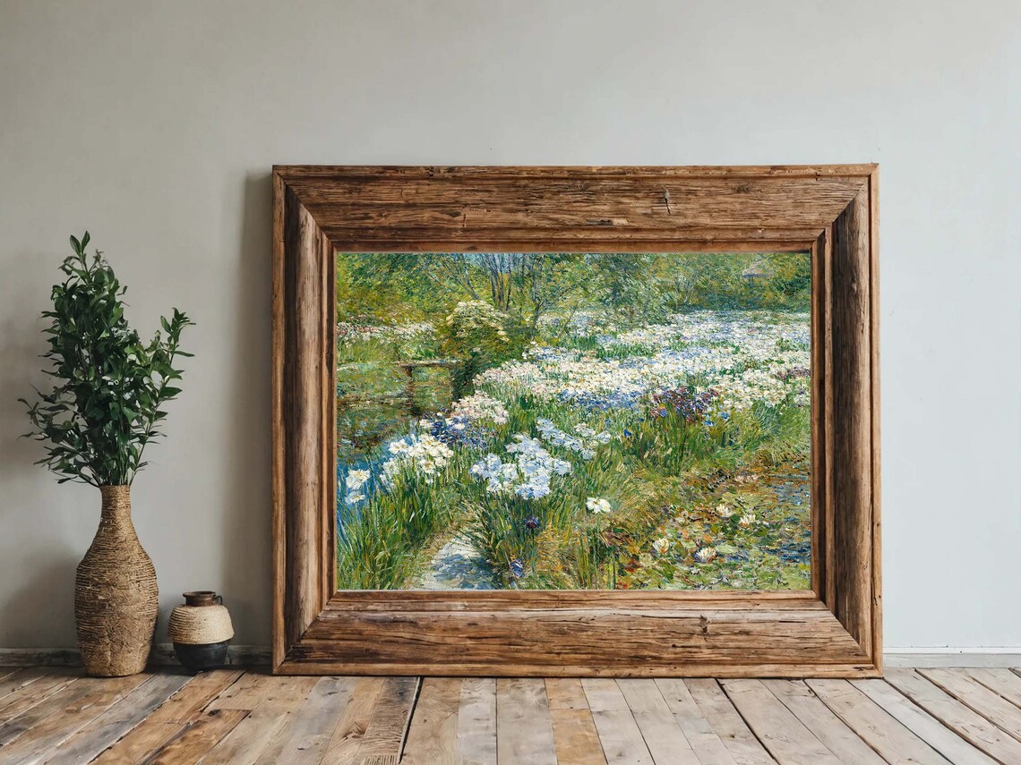 Childe Hassam The Water Garden Impressionist Iris Flowers Painting Poster - Image 2