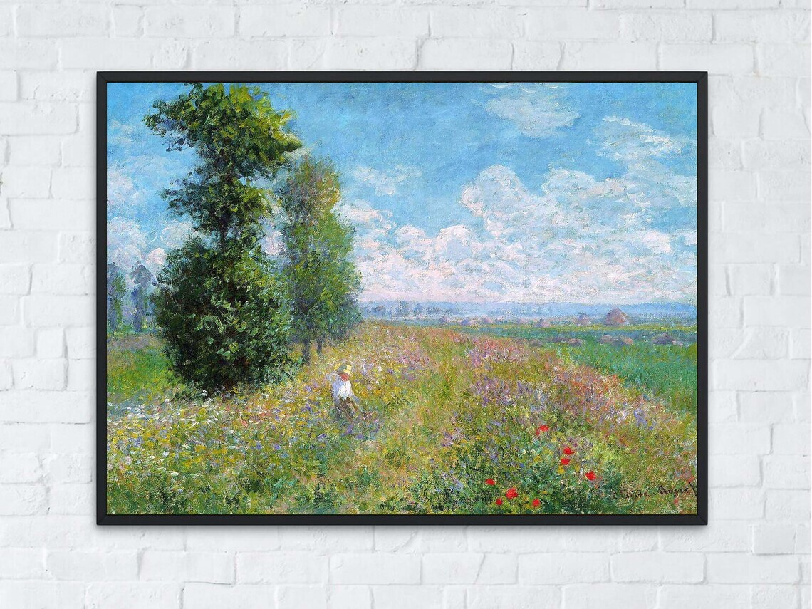 Claude Monet Meadow with Poplars Poppies Summer Field Impressionist Poster - Image 4