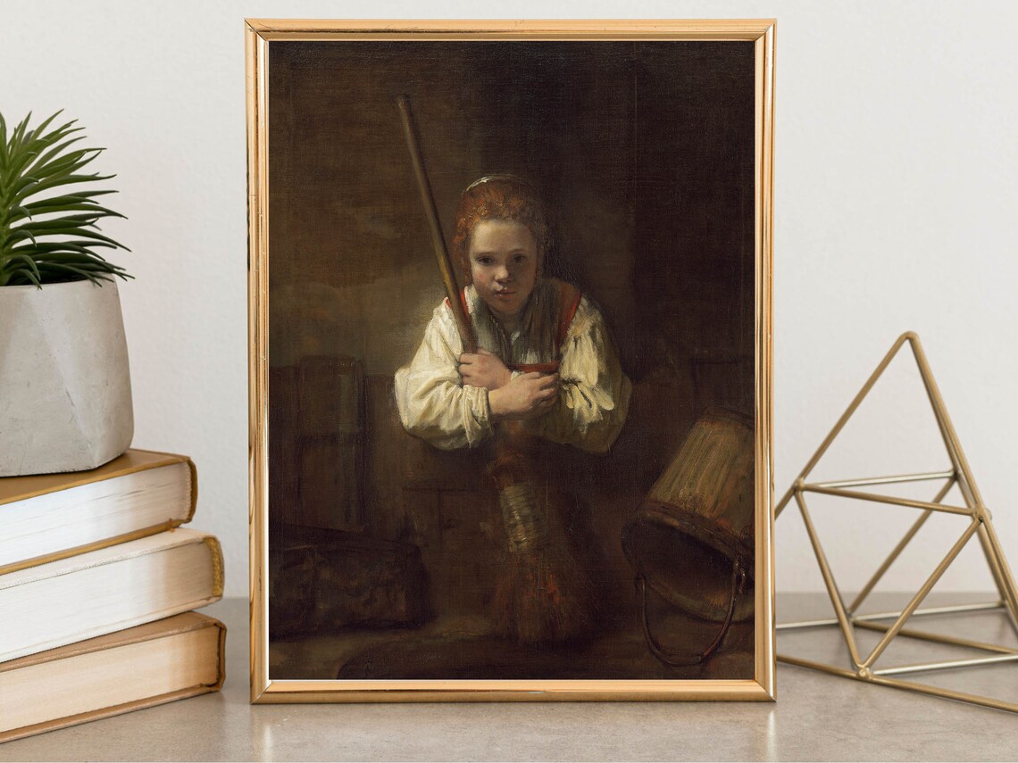Rembrandt Girl with Broom Dutch Golden Age Portrait Oil Painting Poster - Image 7