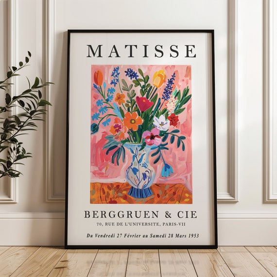 Henri Matisse Flower Vase Exhibition Poster Wall Art Colourful Vintage Fine Print Living Room Decor Mid Century Modern