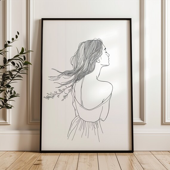 Woman Figure Line Art Poster Black And White Feminist Wall Decor Minimalistic Print Modern Home Decoration Minimalist