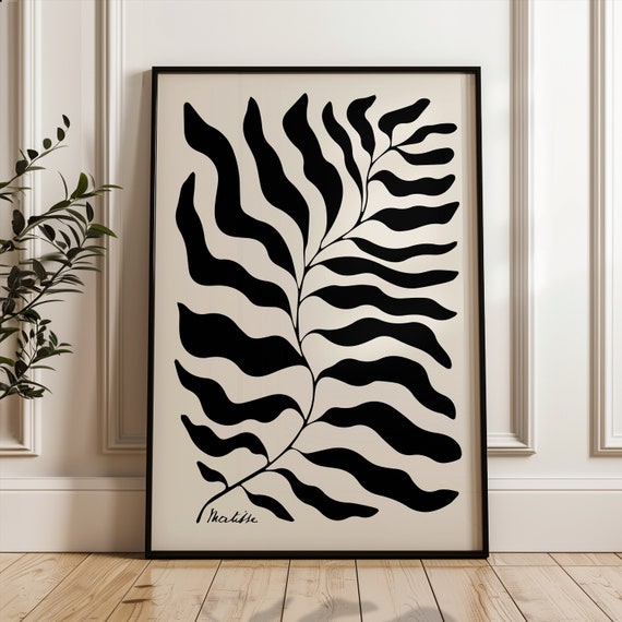 Henri Matisse Poster Coral Paper Cutout Exhibition Black Vintage Fine Art Print Living Room Decor Mid Century Modern