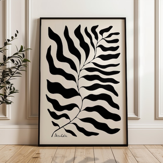 Matisse Black Leaf Branch Cutout Modern Botanical Art Poster