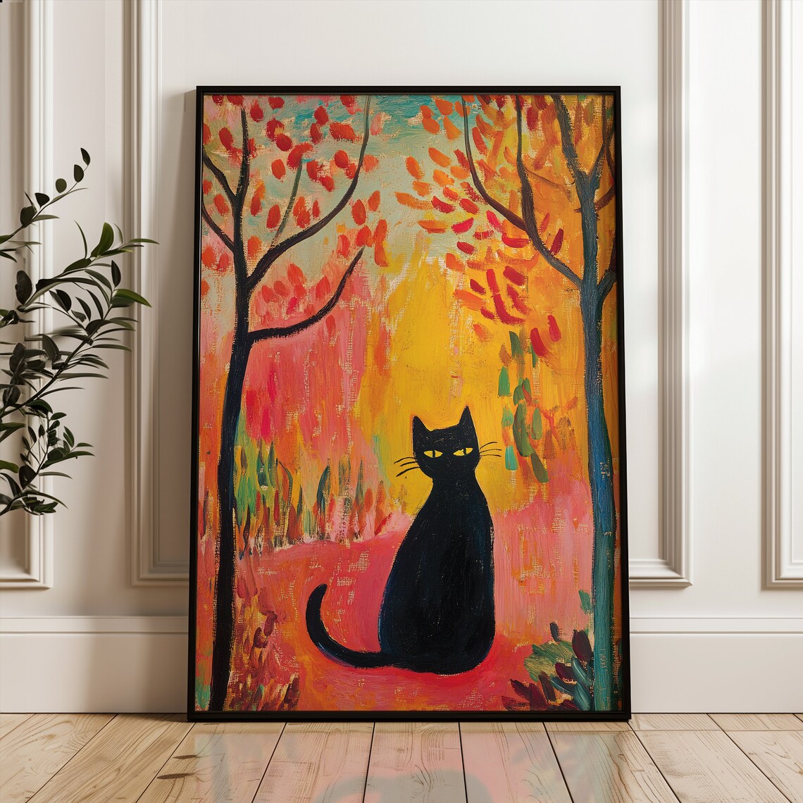 Black Cat Poster, Matisse-Inspired Funny Art Print