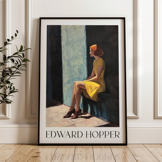 Edward Hopper Seated Woman in Yellow Dress Vintage Figure Art Poster
