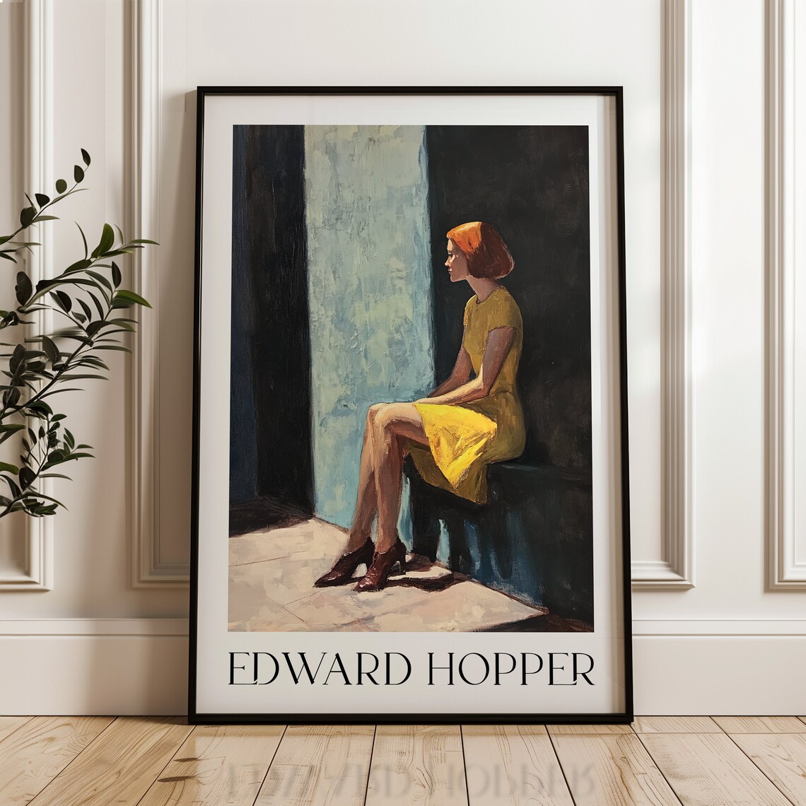 Edward Hopper Seated Woman in Yellow Dress Vintage Figure Art Poster