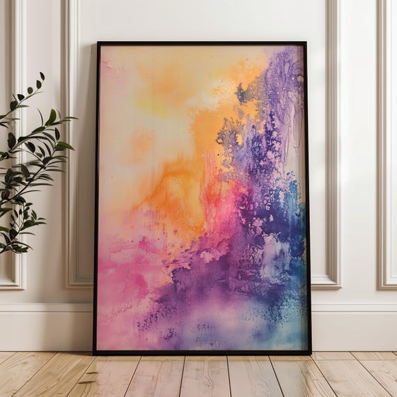 Abstract Watercolor Wall Art Colorful Splash Matte Paper
