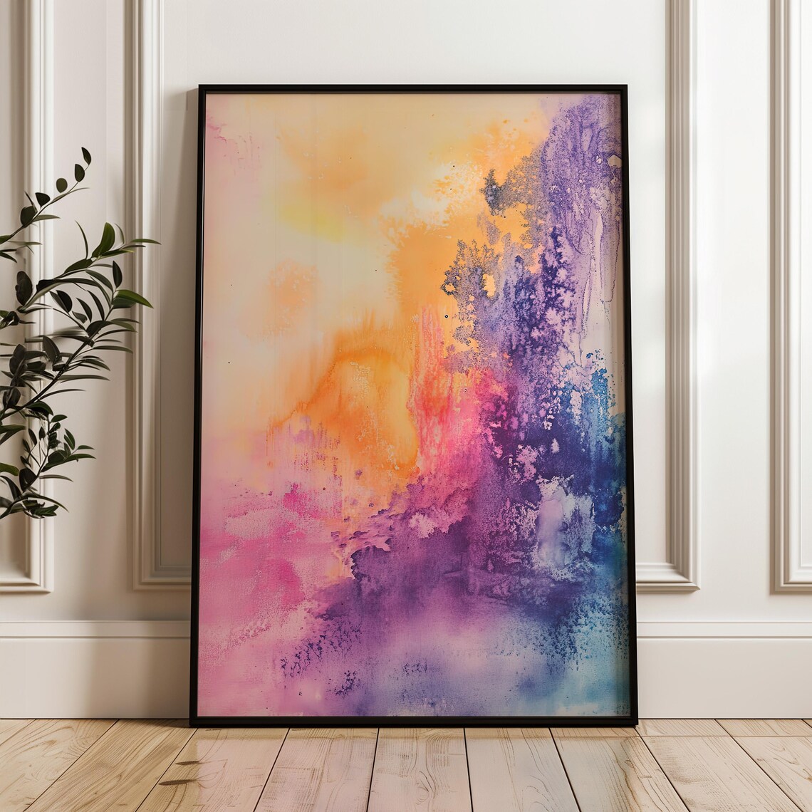 Dreamy Abstract Watercolor Sunset Pink Orange Purple Wash Poster