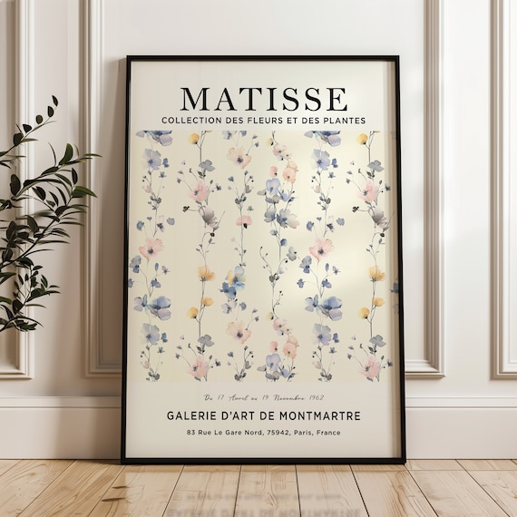 Henri Matisse Pastel Wildflower Exhibition Poster Montmartre Gallery Art