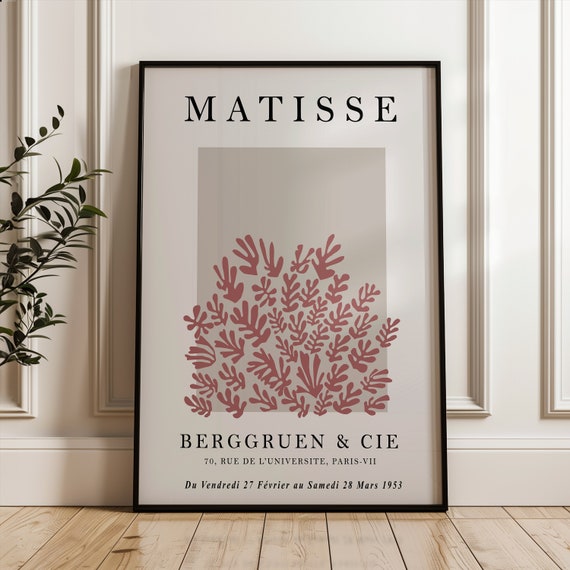 Henri Matisse Art Poster Coral Paper Cutout Exhibition Wall Vintage Fine Print Living Room Decor Mid Century Modern