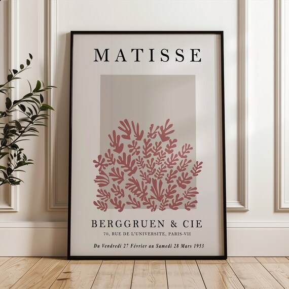 Henri Matisse Coral Red Paper Cutout Berggruen Exhibition Poster