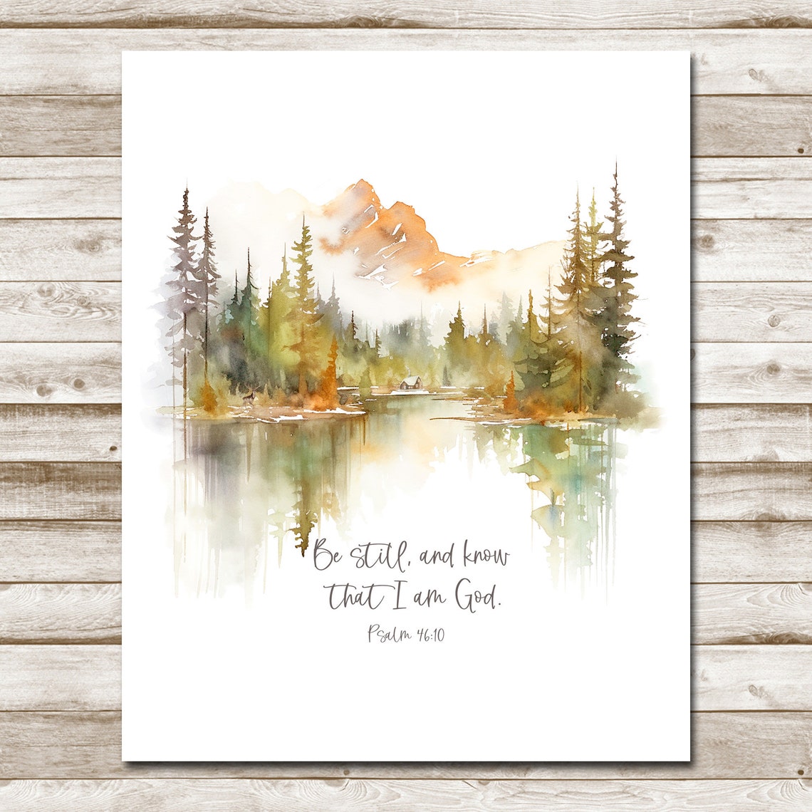 Be Still And Know That I Am God Art Psalm 4610 Bible Verse Print 5x7 8x10 11x14 16x20 Scripture Sign Forest Landscape Diy Decor - Image 4