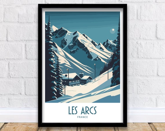 Les Arcs Ski Print Ski Poster Ski Print Skiing Poster Les Arcs Print Skiing Les Arcs Poster Travel Prints Ski Resort Poster
