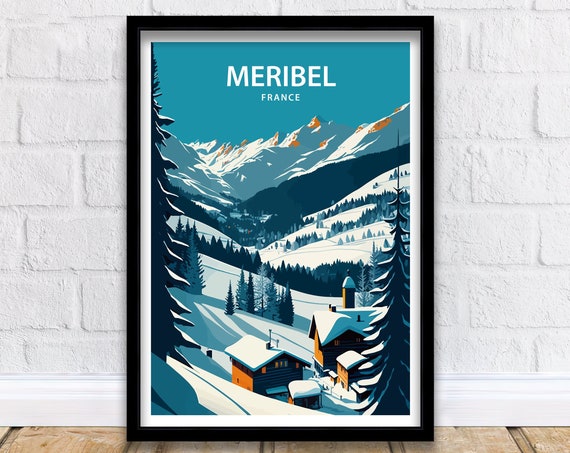 Meribel Ski Print Ski Poster Ski Print Skiing Poster Meribel Print Skiing Meribel Ski Poster Travel Prints Ski Resort Poster