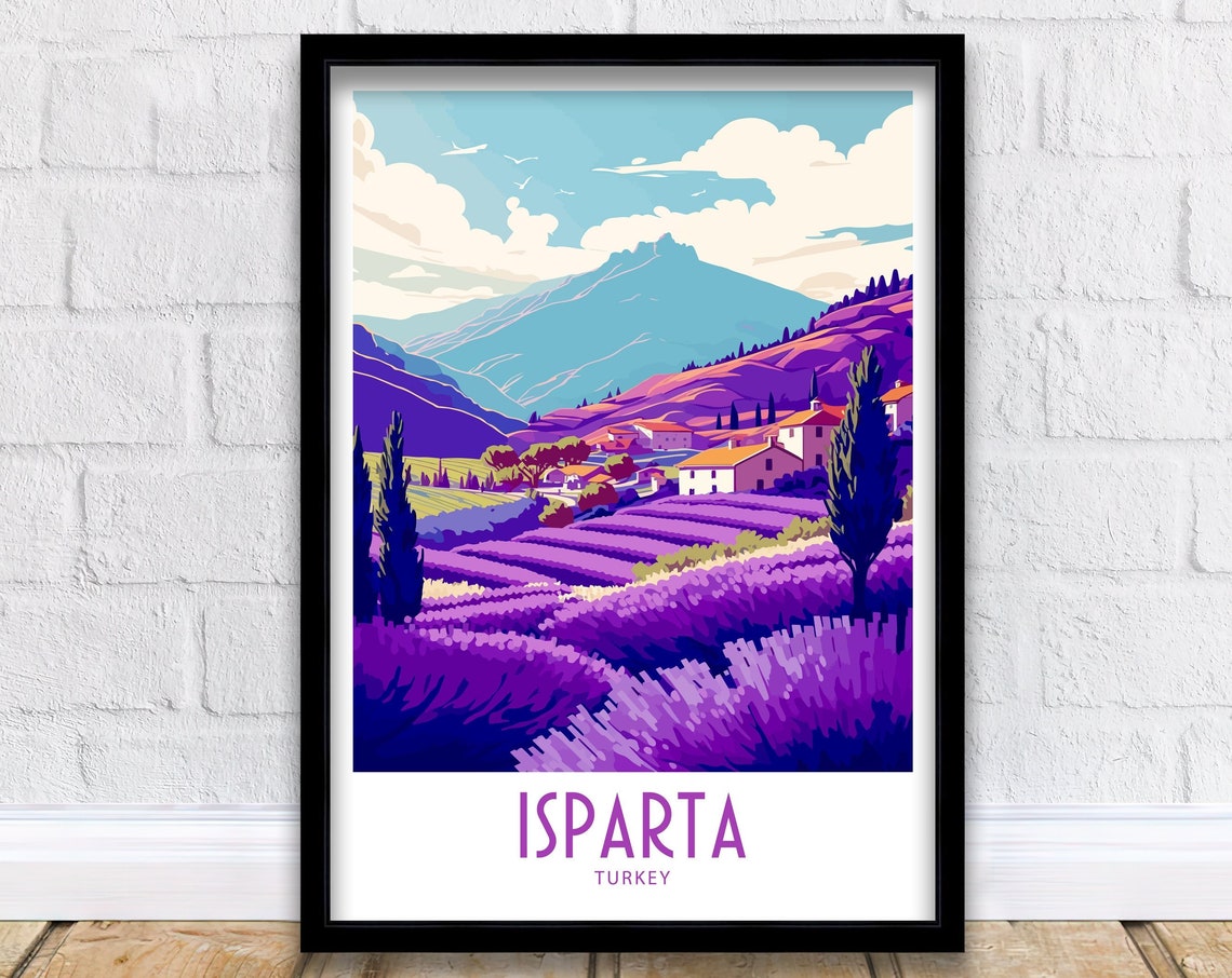 Isparta Turkey Lavender Fields in Bloom Vintage Travel Poster