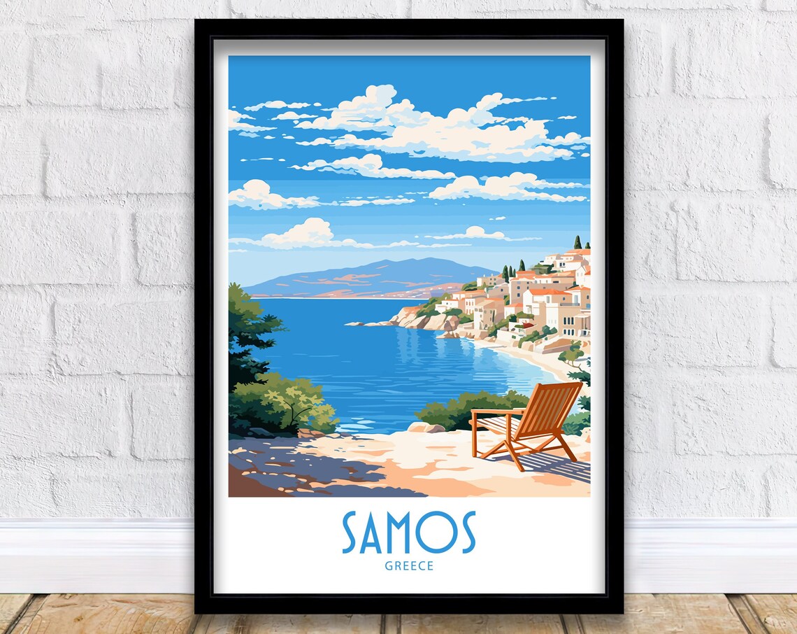 Samos Greece Travel Poster, Europe Wall Decor