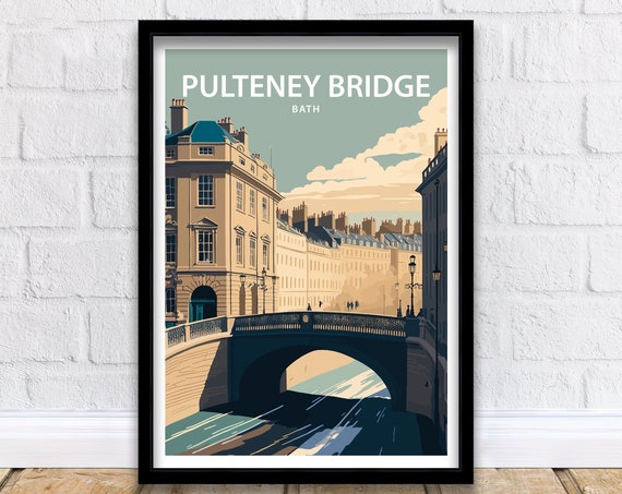 Pulteney Bridge Bath Art Print Bath Print Somerset Print Travel Poster Bath Poster City Of Bath Home Decor Bath Somerset Print