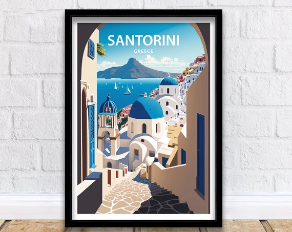 Santorini Greece Travel Poster
