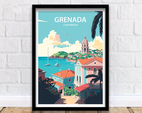 Grenada Travel Print Wall Art Grenada Travel Poster Gift For Grenada Caribbean Scenery Wall Art Grenada Caribbean Gift Wall Art Grenada